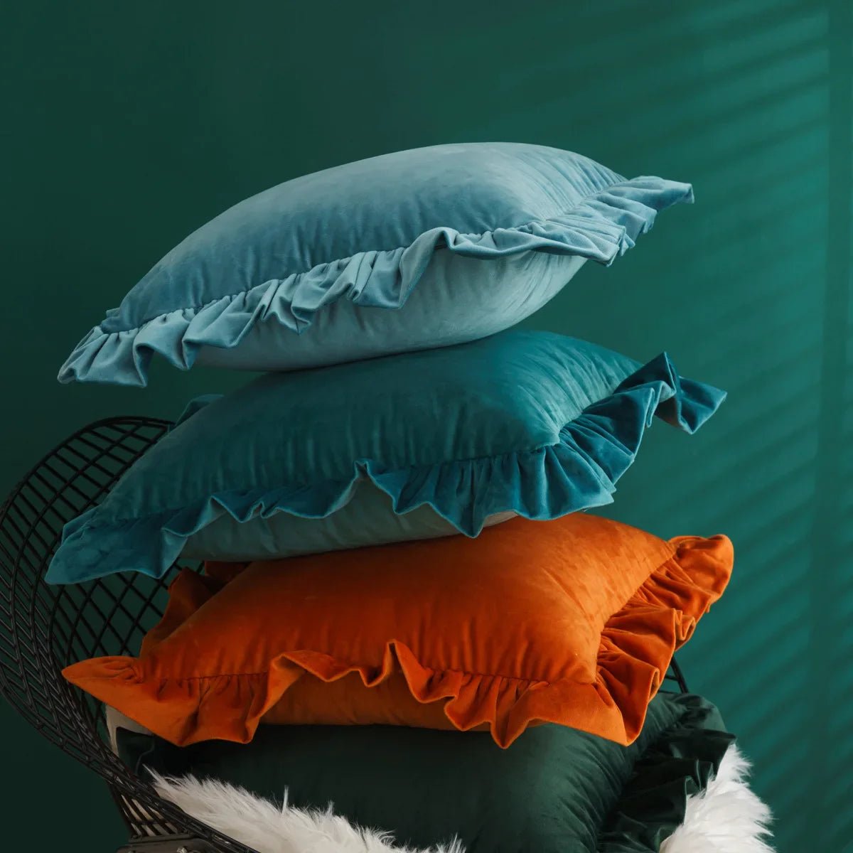 Hommfer – Housses de Coussin en Velours avec Volants Décoratifs – 16 Couleurs - Hommfer