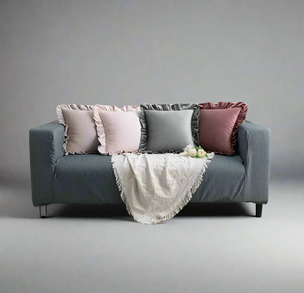 Hommfer – Housses de Coussin en Velours avec Volants Décoratifs – 16 Couleurs - Hommfer