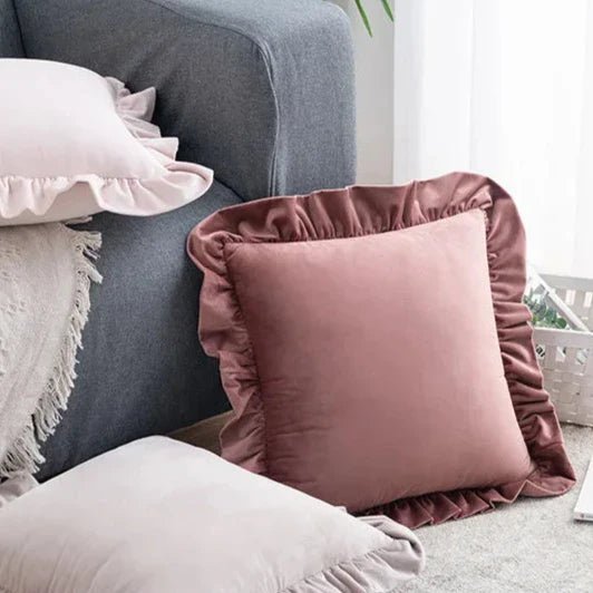Hommfer – Housses de Coussin en Velours avec Volants Décoratifs – 16 Couleurs - Hommfer