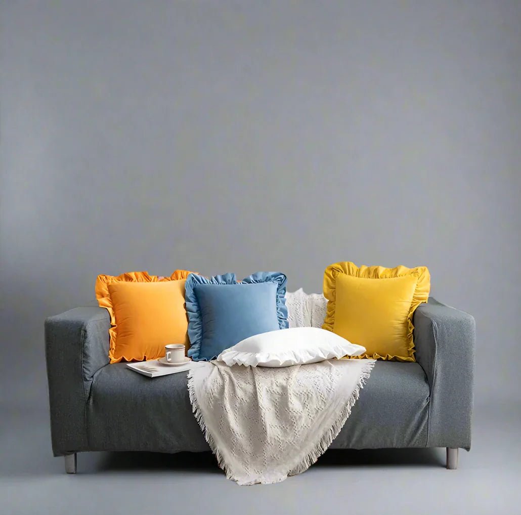 Hommfer – Housses de Coussin en Velours avec Volants Décoratifs – 16 Couleurs - Hommfer