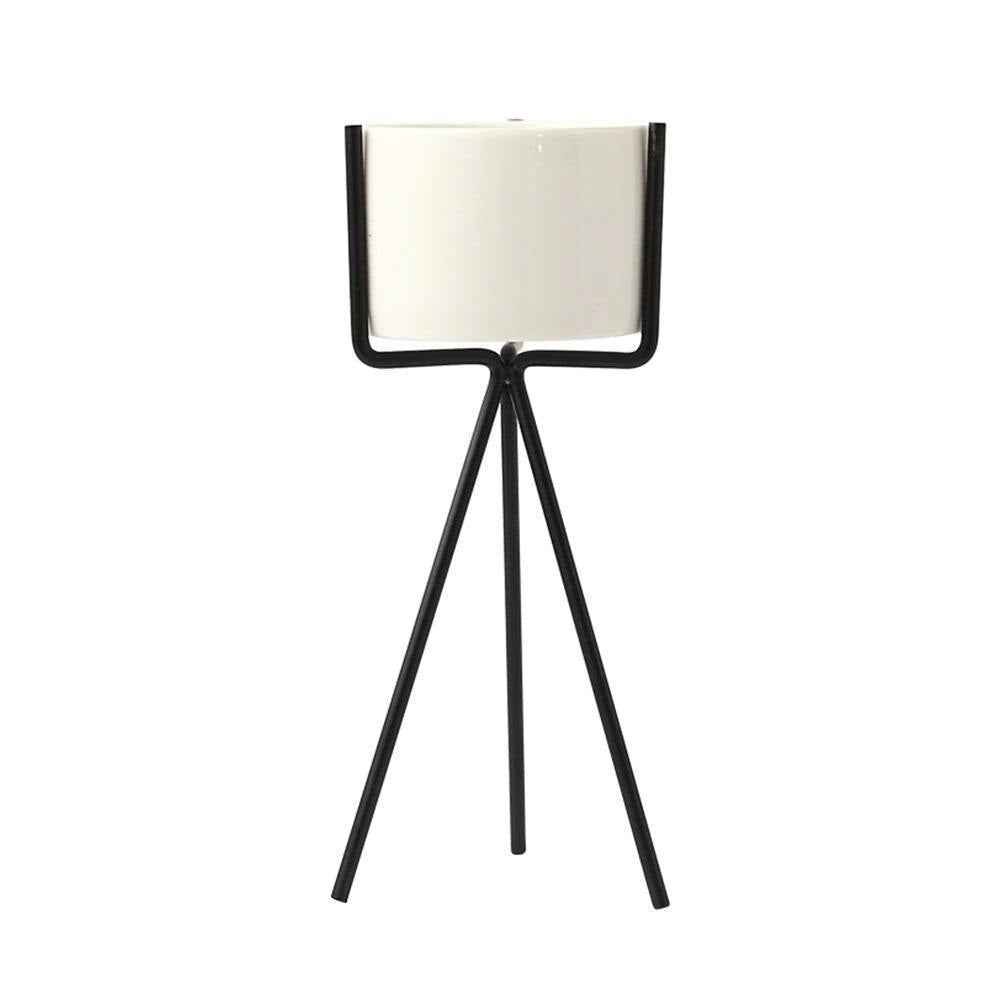 Hommfer - Jardinière en Céramique Blanche avec Support Métallique pour le Salon - Hommfer