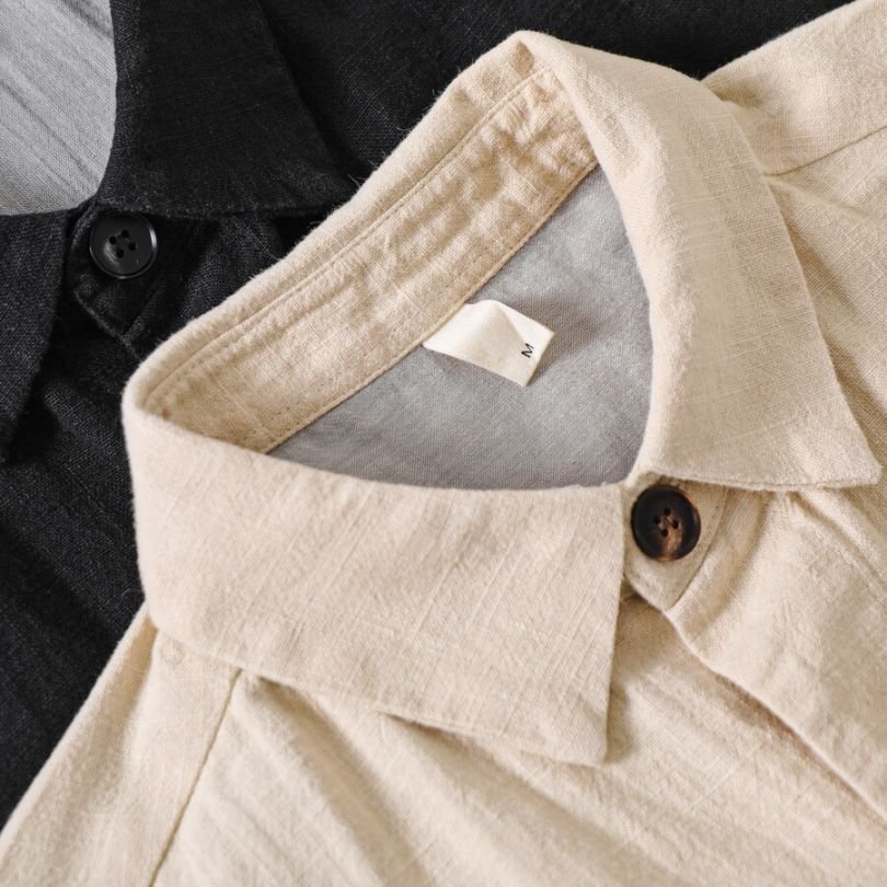 Hommfer - Kenzo Men’s Linen-Cotton Blend Shirt with Japanese-Inspired Design for Casual and Formal Wear - Hommfer