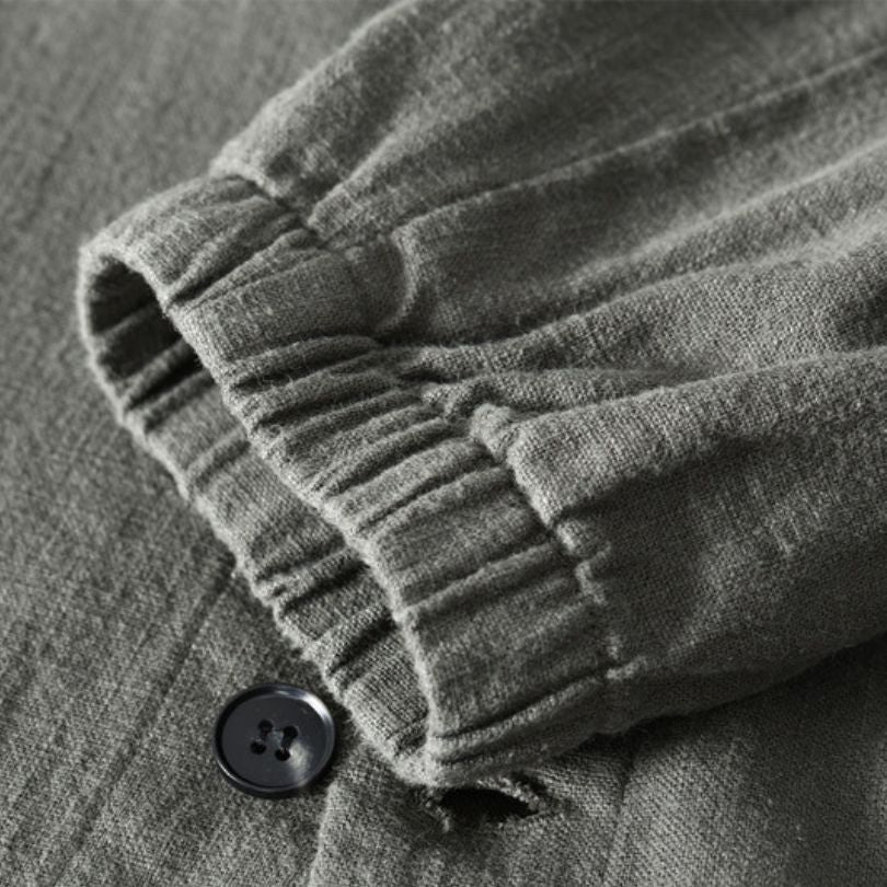 Hommfer - Kenzo Men’s Linen-Cotton Blend Shirt with Japanese-Inspired Design for Casual and Formal Wear - Hommfer