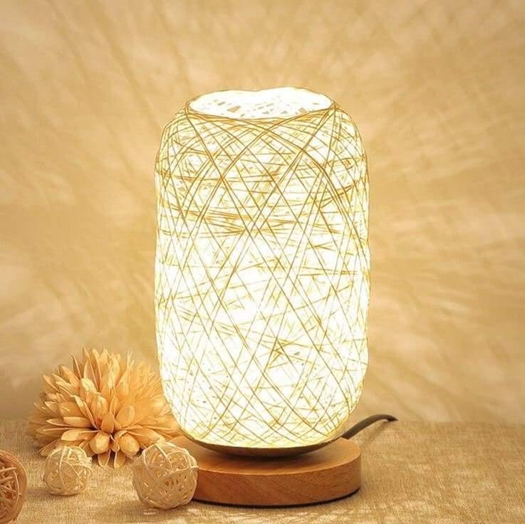 Hommfer – Lampe de Table en Rotin et Bois avec Lumière Douce - Hommfer