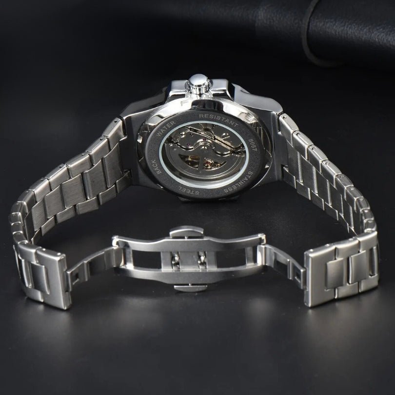 Hommfer - Longue Men's Automatic Skeleton Watch in Stainless Steel with Sapphire Crystal and Waterproof Case - Hommfer