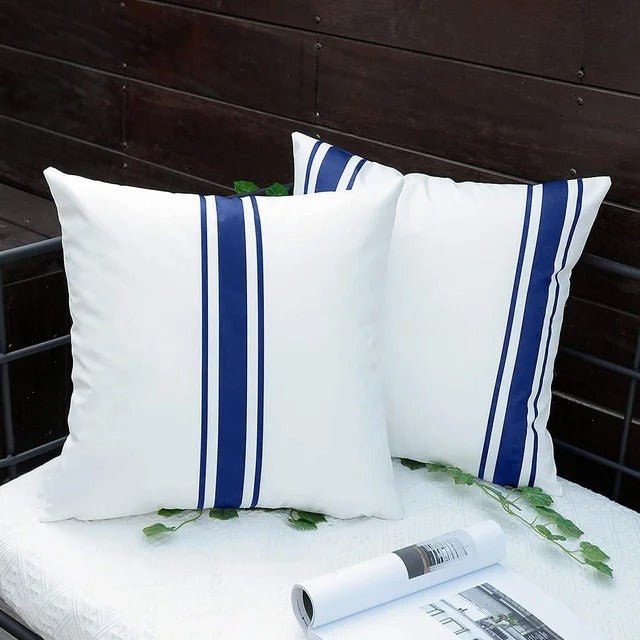 Hommfer - Lot de 2 Housses de Coussin Imperméables à Rayures Simples pour Salon - Hommfer