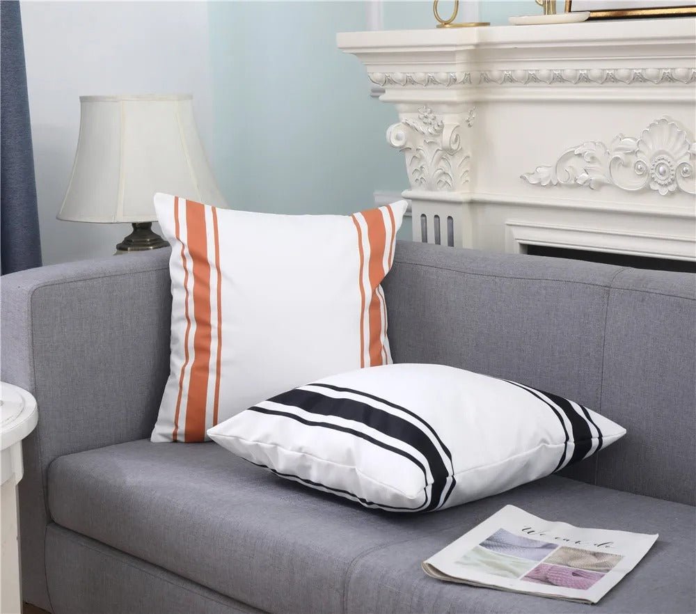 Hommfer - Lot de 2 Housses de Coussin Imperméables à Rayures Simples pour Salon - Hommfer