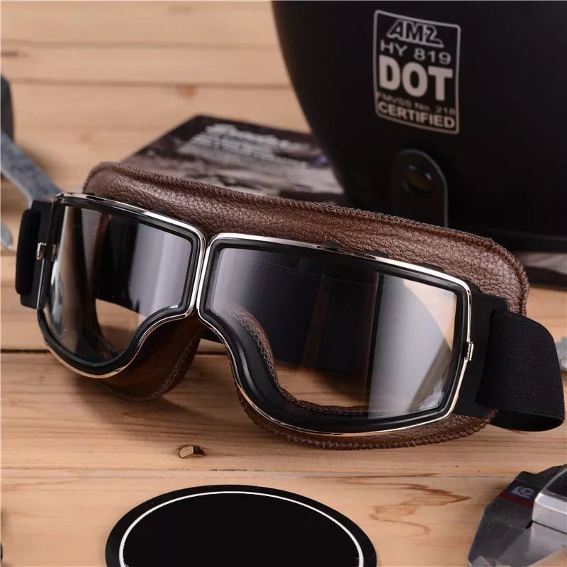 Hommfer - Lunettes de Moto Roadrunner - Protection Vintage contre le Vent et l’Éblouissement - Hommfer