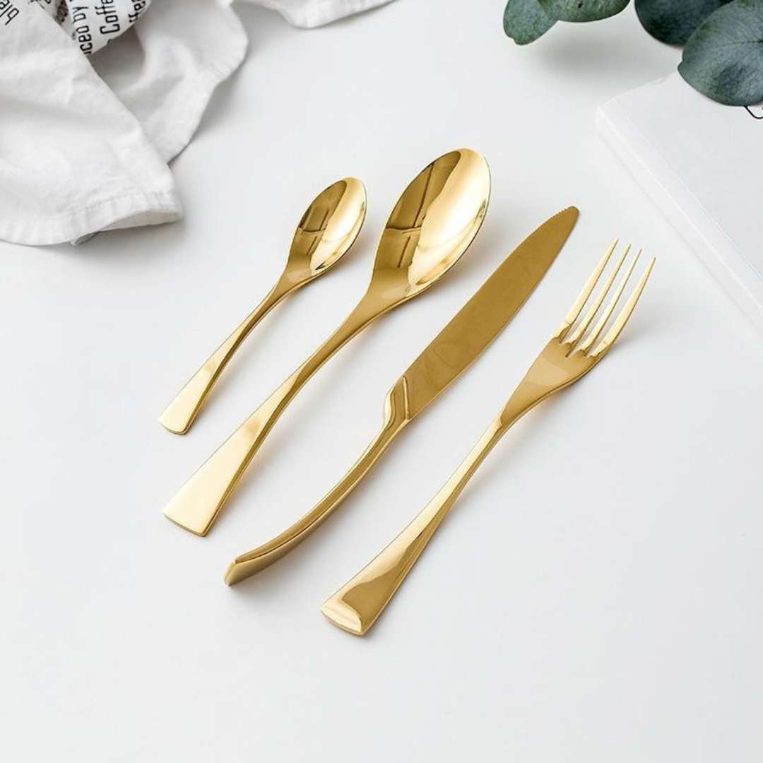 Hommfer – Ménagère dorée élégante pour la salle à manger - Hommfer