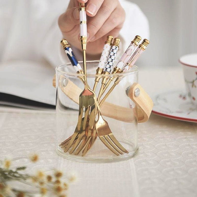 Hommfer – Ménagère Dorée Inspirée de la Méditerranée pour la Cuisine - Hommfer
