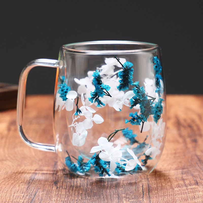 Hommfer – Mug en Verre Élégant avec Fleurs Séchées à Double Paroi - Hommfer