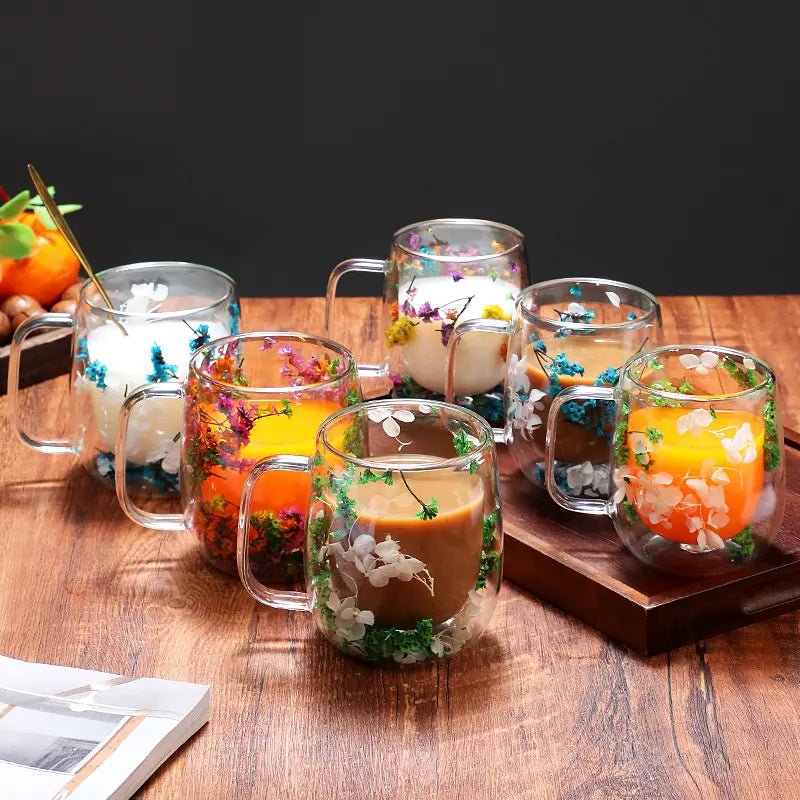 Hommfer – Mug en Verre Élégant avec Fleurs Séchées à Double Paroi - Hommfer