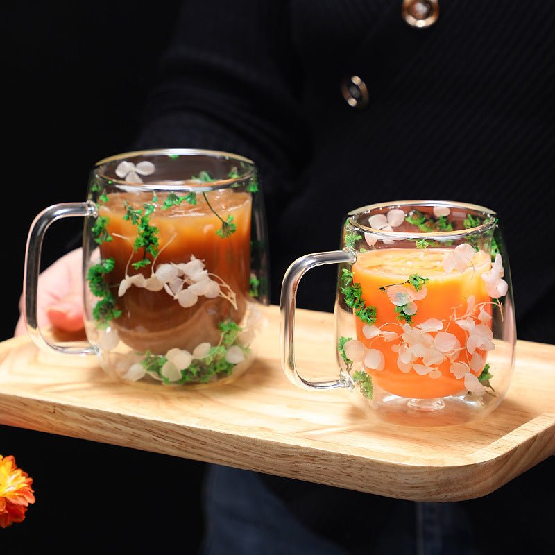 Hommfer – Mug en Verre Élégant avec Fleurs Séchées à Double Paroi - Hommfer