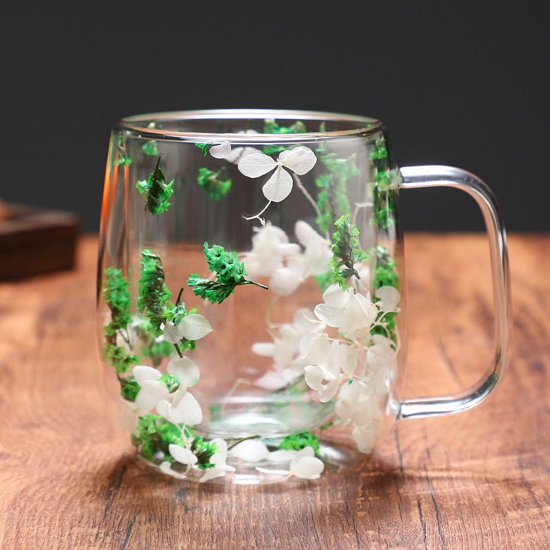 Hommfer – Mug en Verre Élégant avec Fleurs Séchées à Double Paroi - Hommfer