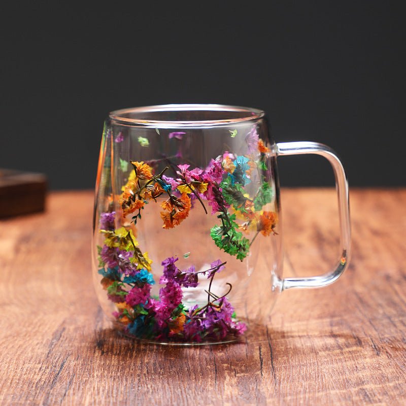 Hommfer – Mug en Verre Élégant avec Fleurs Séchées à Double Paroi - Hommfer
