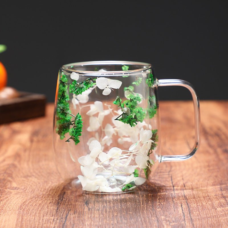 Hommfer – Mug en Verre Élégant avec Fleurs Séchées à Double Paroi - Hommfer