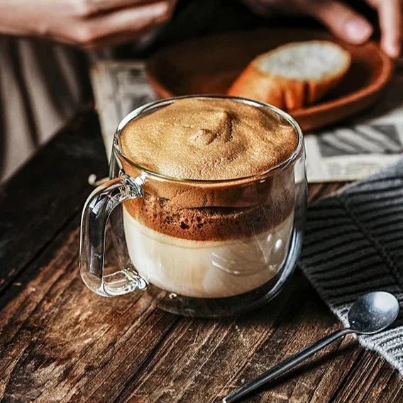 Hommfer - Mug en Verre Soufflé 450 mL - Anse Ergonomique & Compatible Micro-Ondes - Hommfer