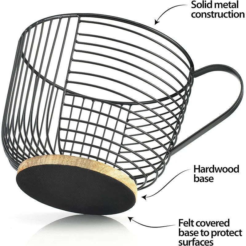 Hommfer – Organisateur de comptoir en acier inoxydable en forme de tasse avec base en bois massif pour capsules de café et sachets de thé - Hommfer