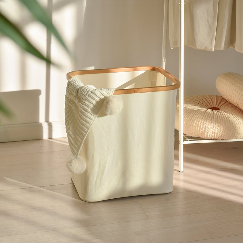 Hommfer – Panier à Linge Pliable en Bambou et Tissu (16L / 60L) - Hommfer