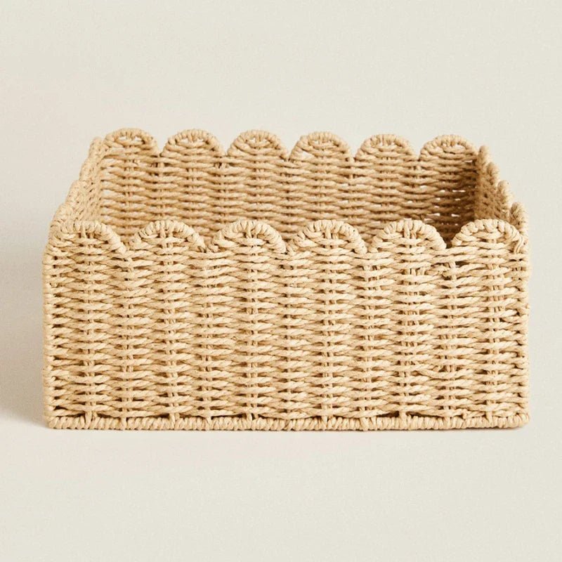Hommfer – Panier de Rangement en Osier Tressé Naturel à Bords Ondulés - Hommfer