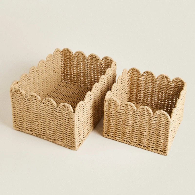 Hommfer – Panier de Rangement en Osier Tressé Naturel à Bords Ondulés - Hommfer