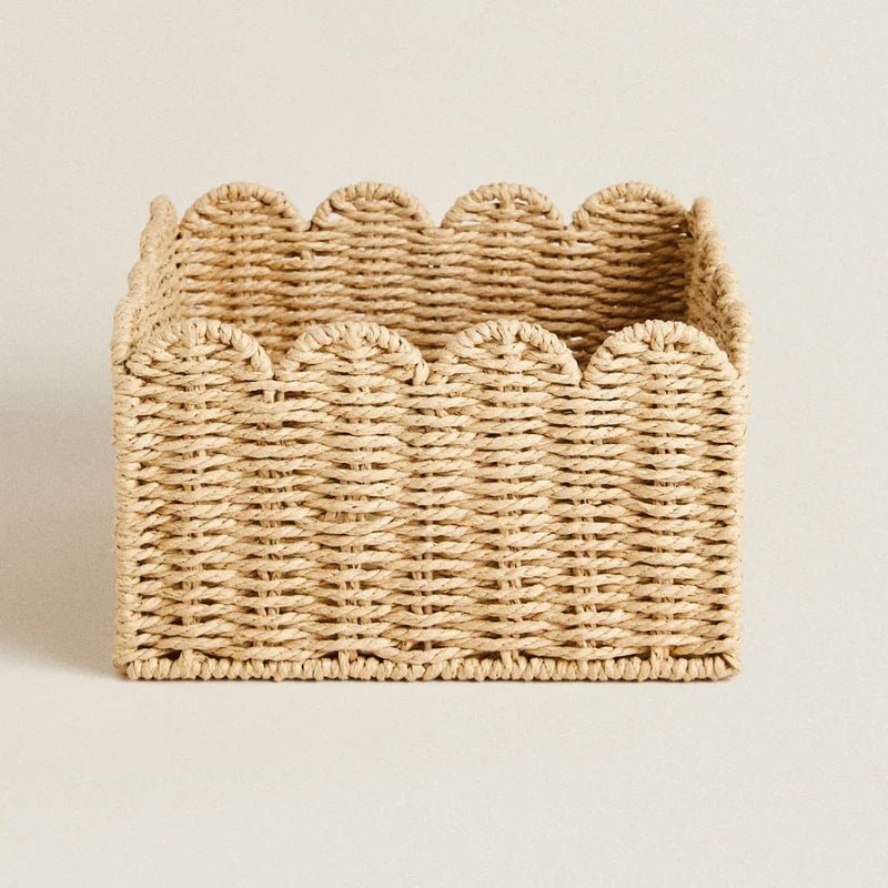 Hommfer – Panier de Rangement en Osier Tressé Naturel à Bords Ondulés - Hommfer
