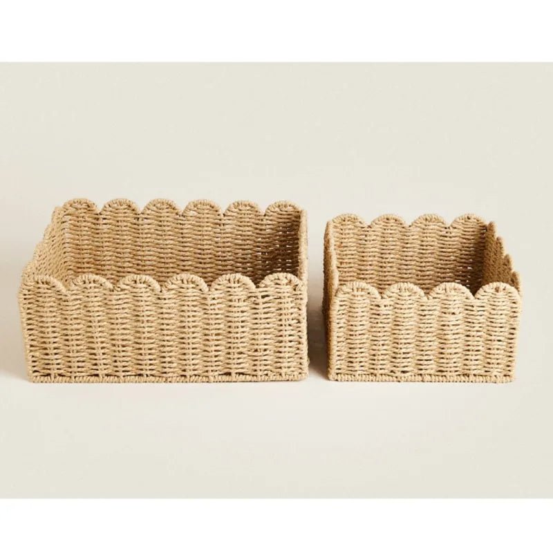 Hommfer – Panier de Rangement en Osier Tressé Naturel à Bords Ondulés - Hommfer