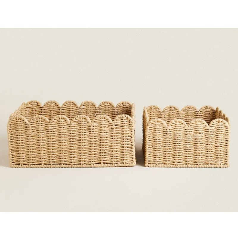 Hommfer – Panier de Rangement en Osier Tressé Naturel à Bords Ondulés - Hommfer