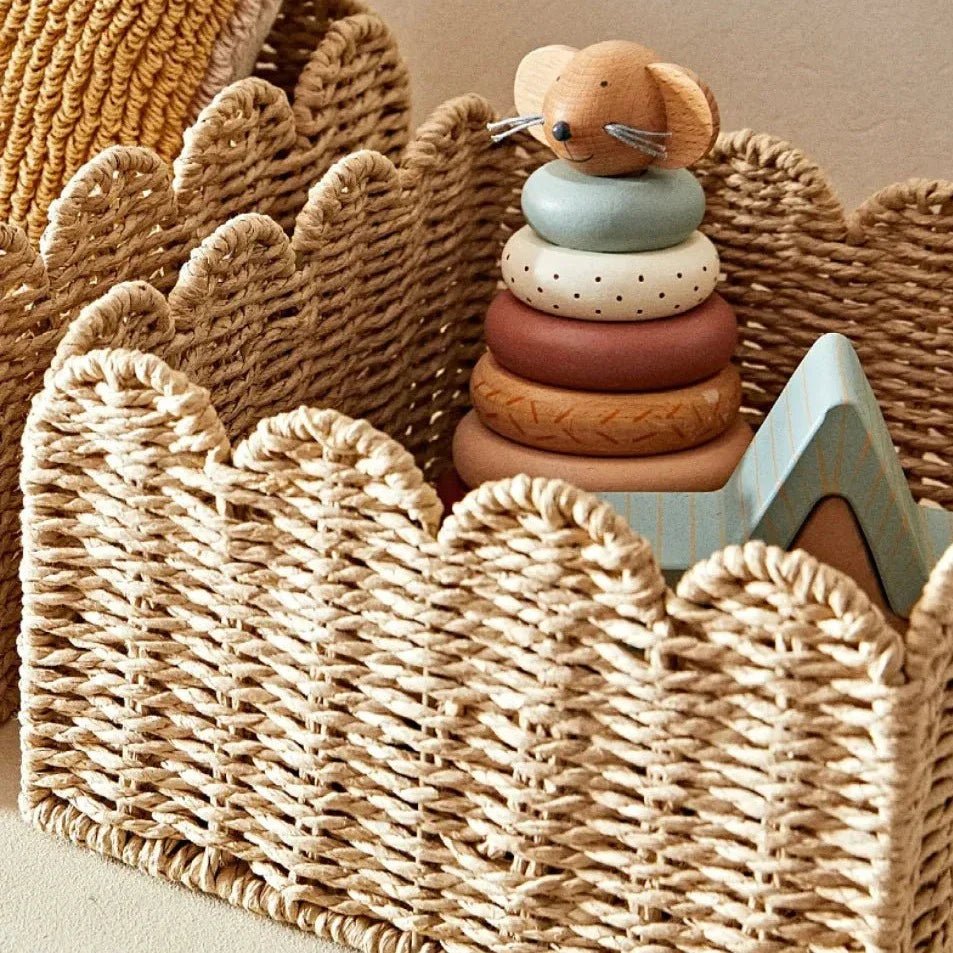 Hommfer – Panier de Rangement en Osier Tressé Naturel à Bords Ondulés - Hommfer