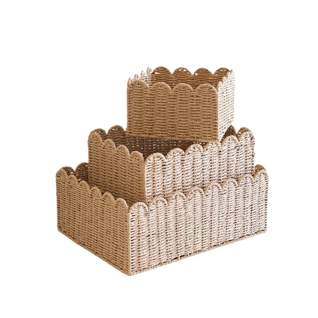 Hommfer – Panier de Rangement en Osier Tressé Naturel à Bords Ondulés - Hommfer