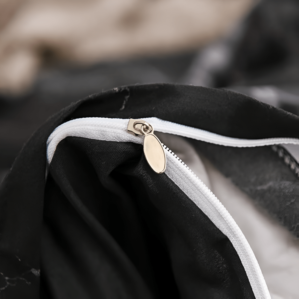 Hommfer – Parure de Lit à Motif Marbre Noir Élégant | 3 Pièces - Hommfer
