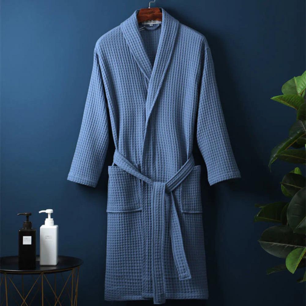 Hommfer – Peignoir en Coton Gaufré à Col en V - Hommfer