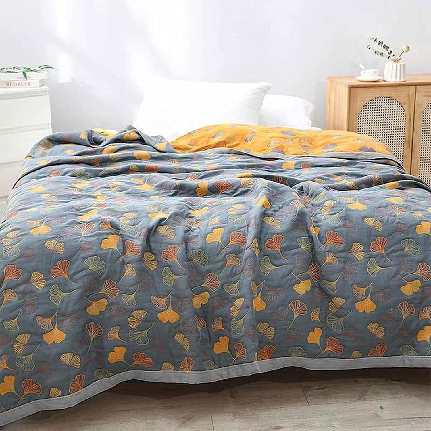 Hommfer – Plaid Feuille de Ginkgo - Hommfer
