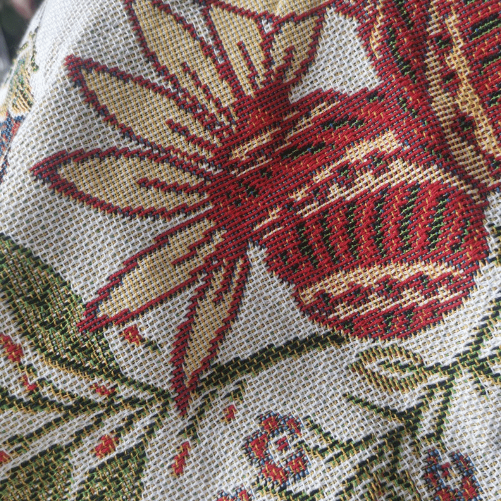 Hommfer - Plaid Fleuri avec Franges Rustiques - Hommfer