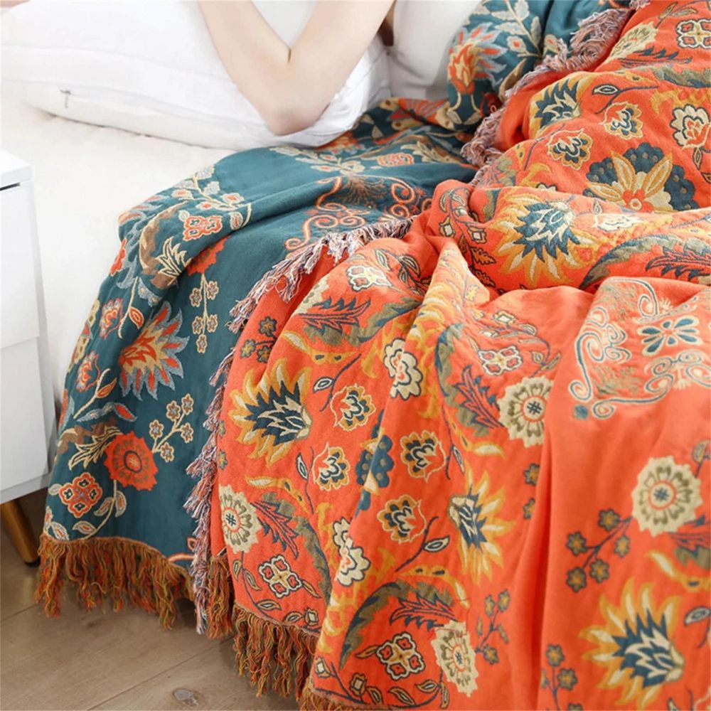 Hommfer – Plaid Réversible Floral en Coton - Hommfer