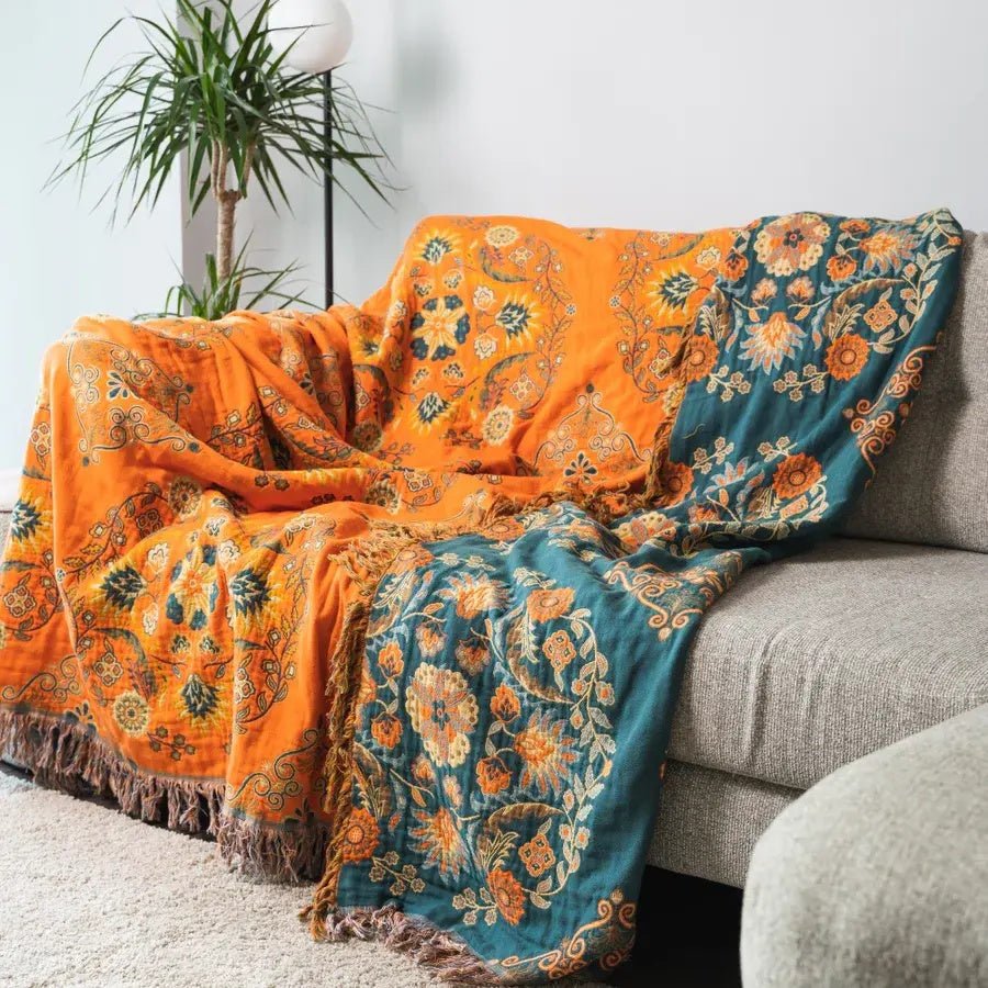 Hommfer – Plaid Réversible Floral en Coton - Hommfer