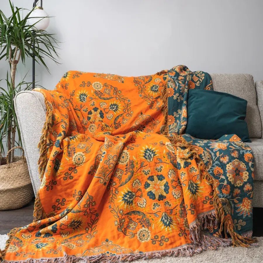 Hommfer – Plaid Réversible Floral en Coton - Hommfer