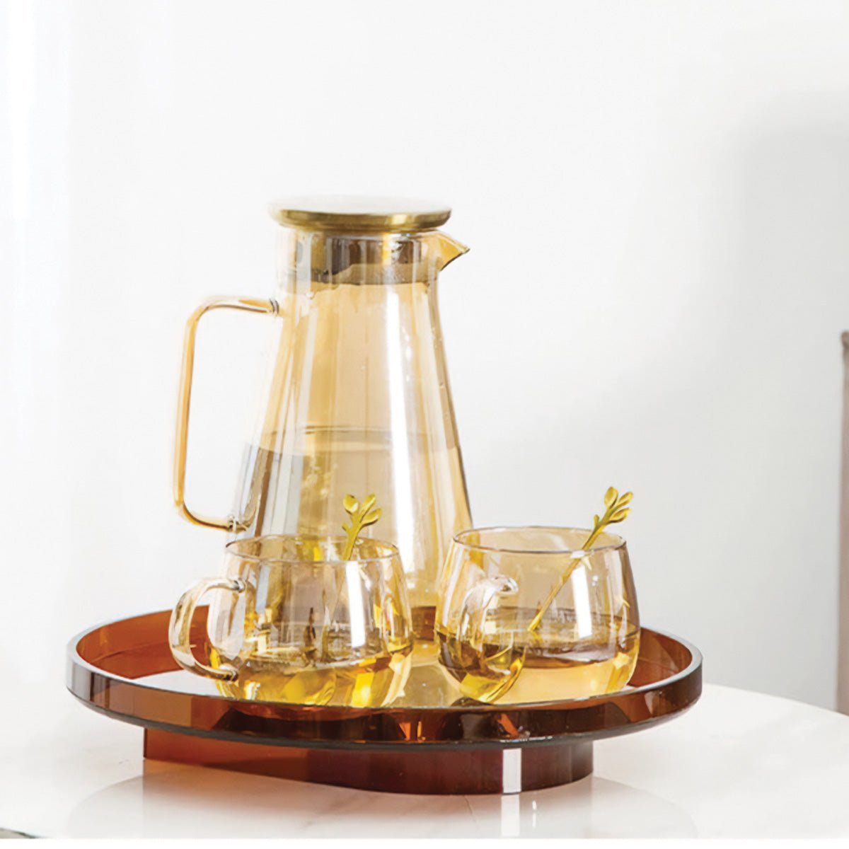 Hommfer - Plateau de Service en Acrylique Rectangulaire et Rond Orange - Hommfer