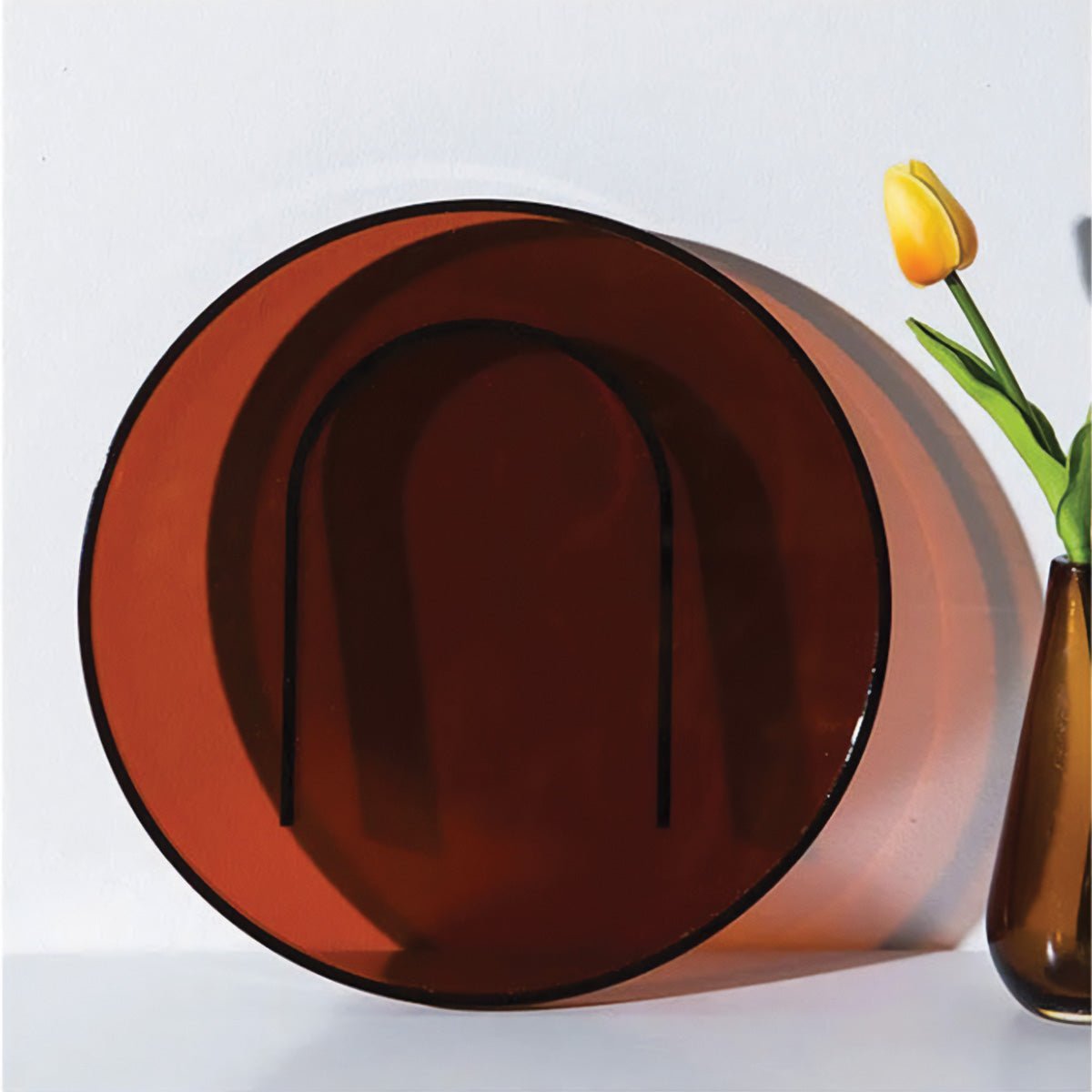 Hommfer - Plateau de Service en Acrylique Rectangulaire et Rond Orange - Hommfer