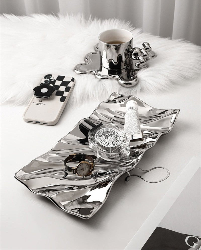 Hommfer – Plateau Décoratif Chromé en Céramique - Hommfer