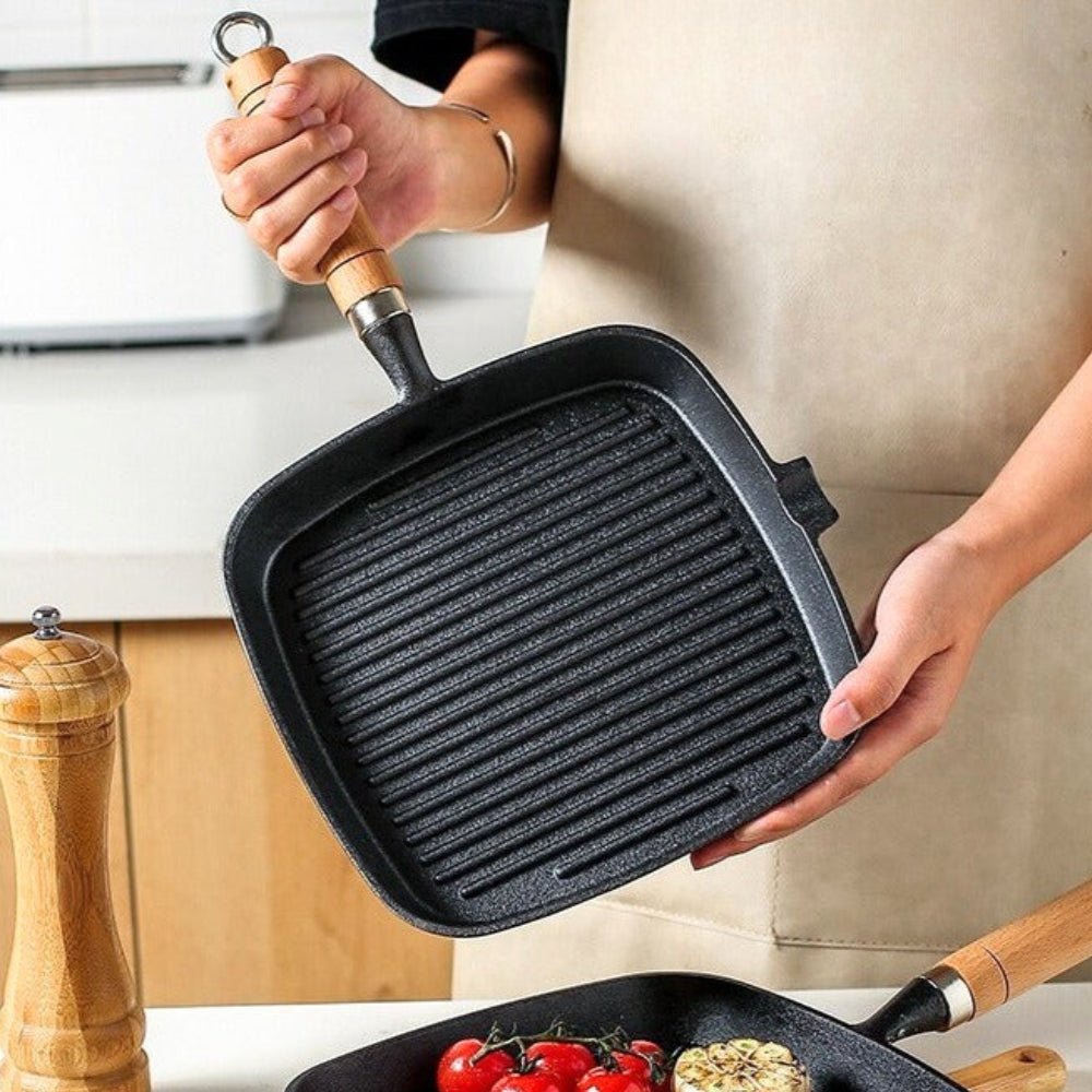 Hommfer – Poêle-gril en fonte pour une cuisson uniforme et des marques de grillade parfaites - Hommfer