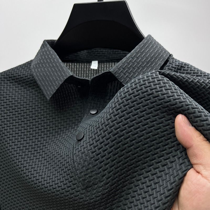 Hommfer - Polo Texturé Homme - Tissu Léger Respirant Anti-Transpiration - Hommfer