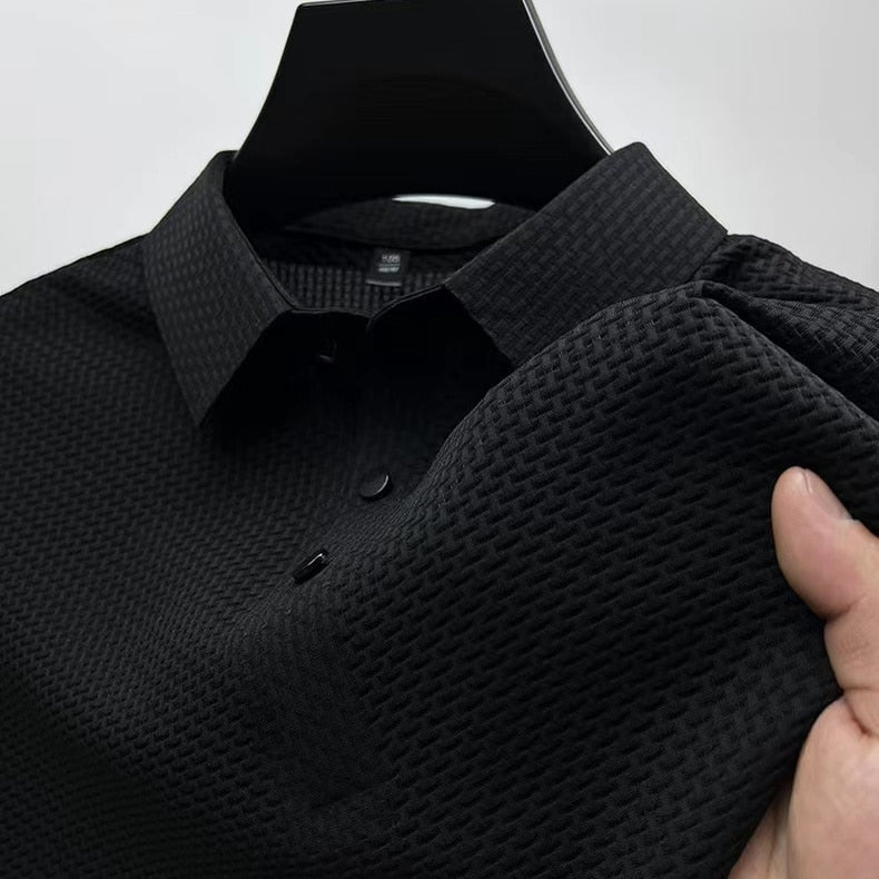 Hommfer - Polo Texturé Homme - Tissu Léger Respirant Anti-Transpiration - Hommfer