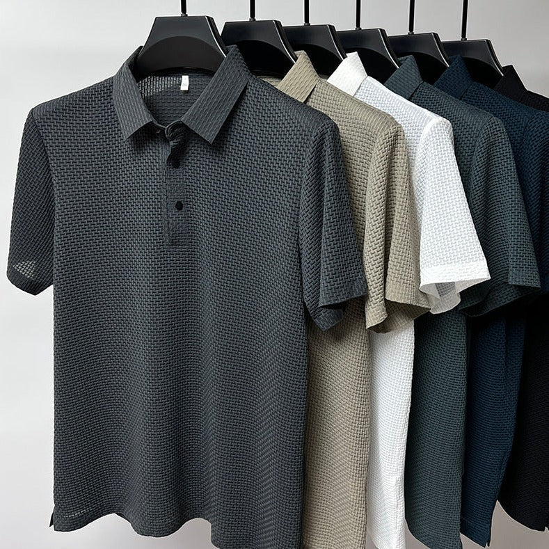 Hommfer - Polo Texturé Homme - Tissu Léger Respirant Anti-Transpiration - Hommfer