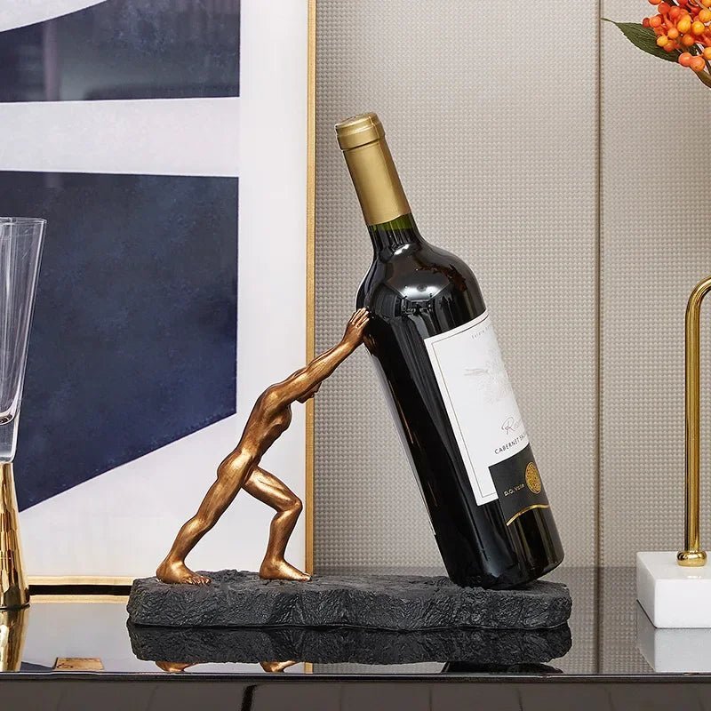 Hommfer – Porte - Bouteille Sculptural en Métal Argenté - Hommfer