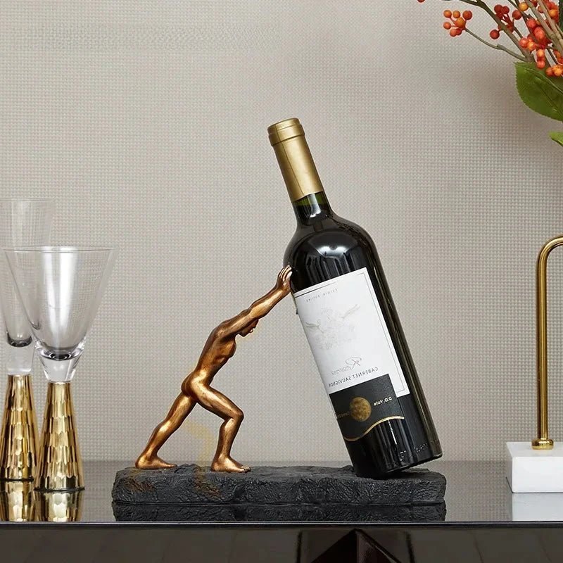 Hommfer – Porte - Bouteille Sculptural en Métal Argenté - Hommfer