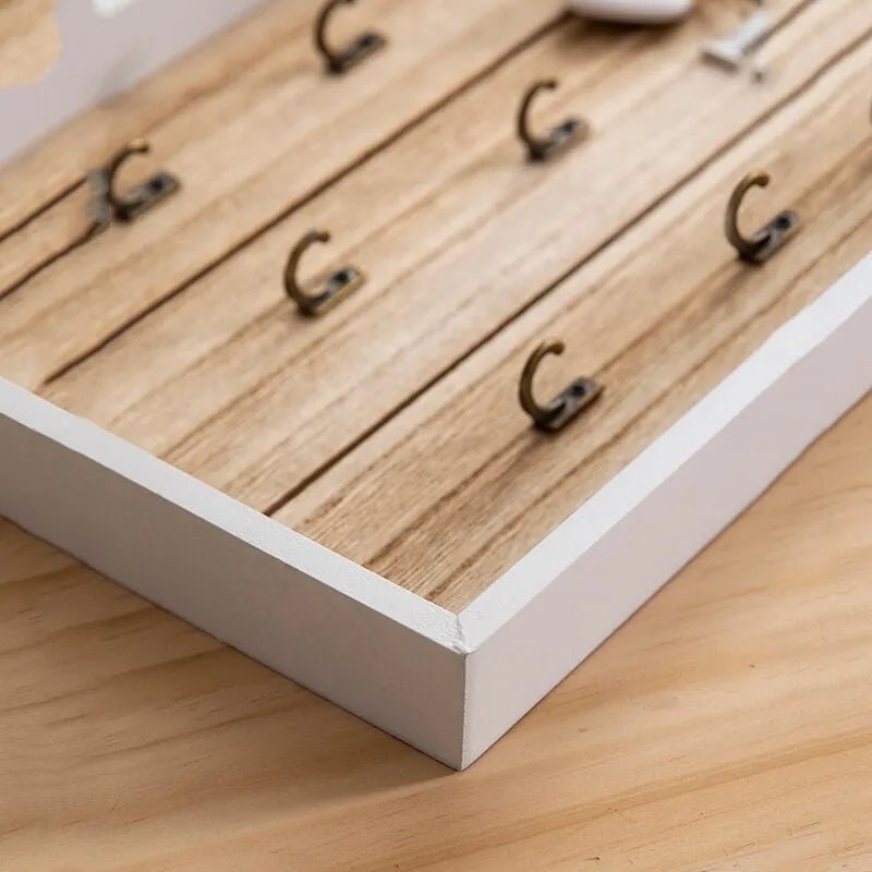Hommfer - Porte-clés mural artisanal en bois avec motif « Home » pour organiser l’entrée - Hommfer