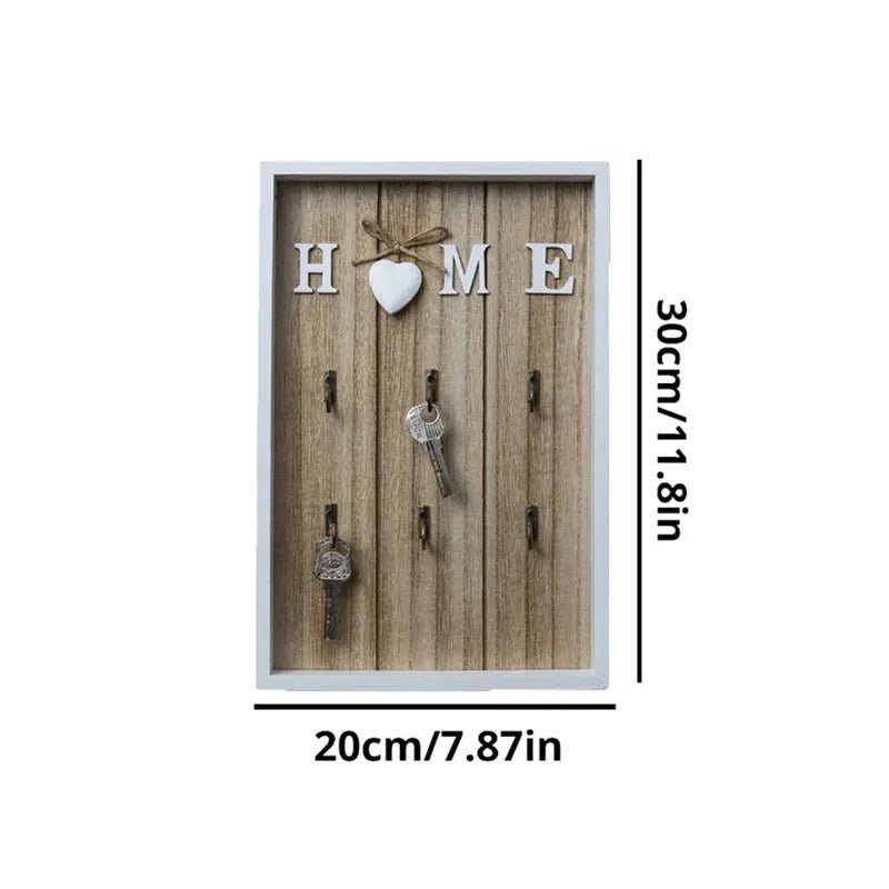 Hommfer - Porte-clés mural artisanal en bois avec motif « Home » pour organiser l’entrée - Hommfer