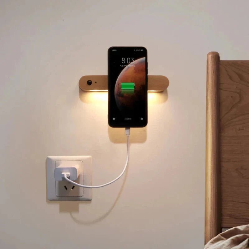 Hommfer – Porte - Clés Mural Magnétique en Bois avec Veilleuse LED à Capteur pour l’Entrée - Hommfer