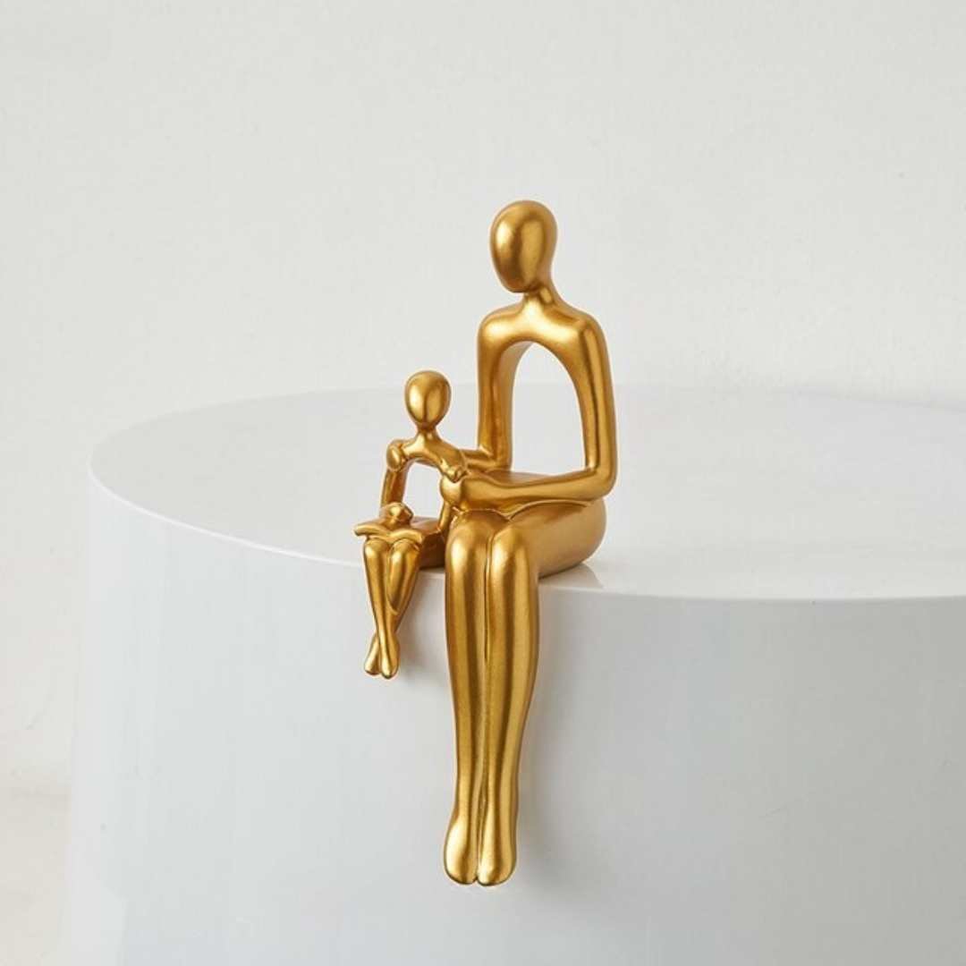 Hommfer – Sculpture Abstraite Élégante en Résine avec Détails Dorés - Hommfer